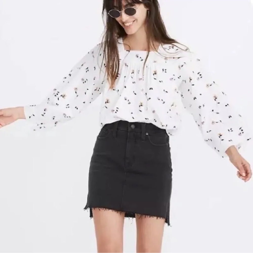 Madewell Stretch Denim Straight Mini Skirt Size 27 Lunar Wash